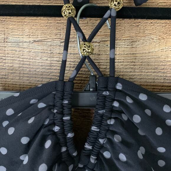 Coco Reef Black White Polka Dot Bandeau Halter One Piece Swimsuit Size 40D - Picture 4 of 10